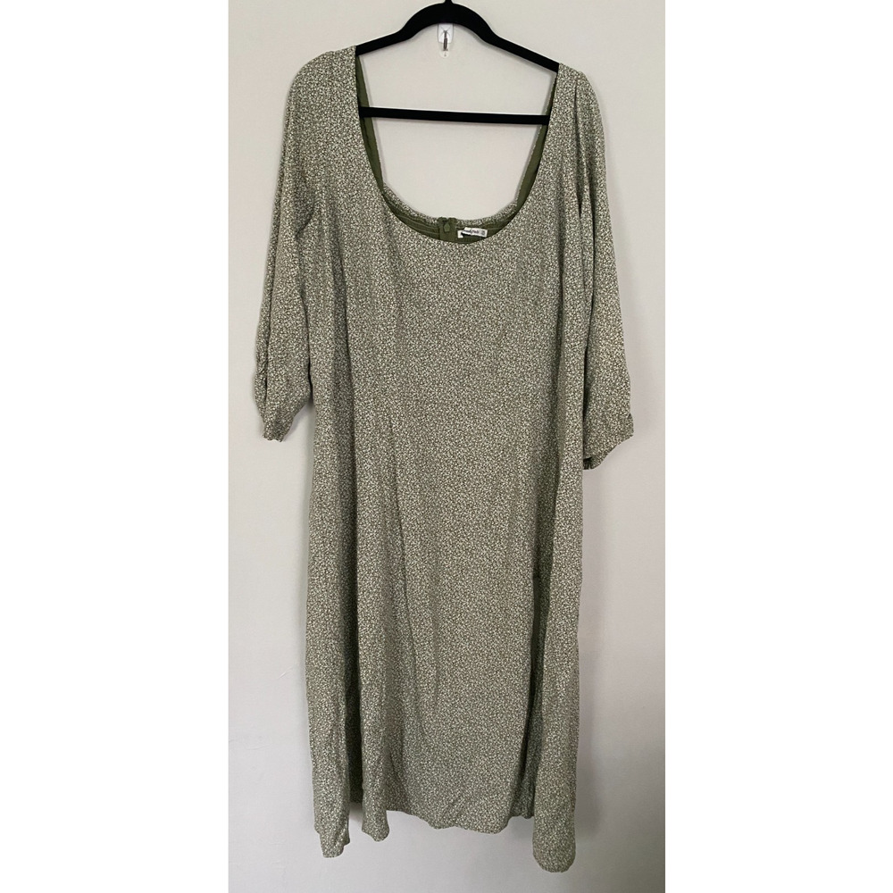 Abercrombie & Fitch Olive Green Floral Midi Dress